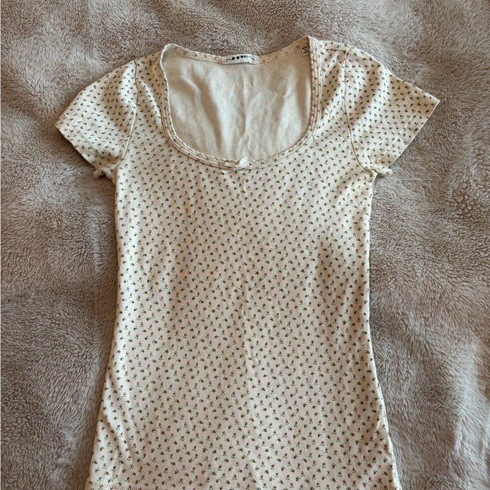 DÔEN rosebud ( pink flowers ) tee size small